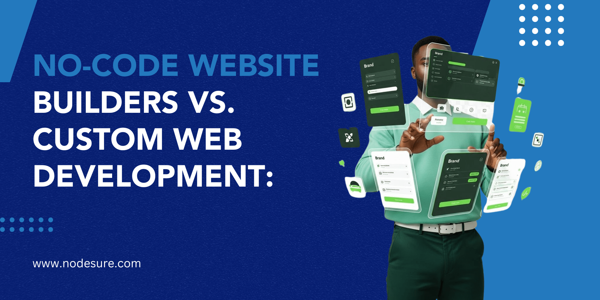 In 2026, no-code website builders save most small businesses far more time and money than custom web development — letting Jaipur and Rajasthan SMBs (cafes, boutiques, consultants, local services) launch professional, responsive sites in days to weeks for ₹10,000–₹1 lakh total (often ₹20K–₹60K first year), versus custom builds starting at ₹50,000–₹5 lakh+ upfront and taking 2–6 months or longer. With AI-assisted builders now generating near-custom designs in hours, built-in SEO/e-commerce tools, and stable pricing, 80–90% of small businesses should start no-code (Webflow, Wix, Squarespace, Framer) to test ideas fast, get online revenue quicker, and avoid overbuilding. Only scale to custom when you hit real limits like complex proprietary logic or massive scale. This 2026 guide compares fresh India-focused costs, pros/cons, real ROI examples from local businesses, decision steps, top no-code picks, and when custom pays off — so you choose smart and save big. 1. Why This Decision Hits Harder for Small Businesses in 2026 India's digital shift is real: ● Smartphone/web users demand fast, mobile-first sites; Core Web Vitals + AI Overviews reward speed/quality. ● No-code platforms matured with AI (Wix ADI, Webflow AI), closing the "custom look" gap. ● Custom costs rose 15–20% YoY due to dev talent demand; no-code subscriptions stable/affordable in INR. Many Jaipur owners waste lakhs/months on custom when no-code launches could validate demand first. Example: A local boutique spent ₹2.8 lakh on custom in 2025 — switched to Webflow in 2026 for ₹45K/year → faster loads, 35% better conversions, quicker updates. Key stat (Forbes/Elementor/Webfx 2026): Small biz sites average ₹0–₹50K/month DIY no-code vs ₹50K–₹5L+ custom upfront. 2. Head-to-Head Comparison: No-Code vs Custom in 2026 Factor No-Code Website Builders (Webflow, Wix, Squarespace, Framer) Custom Web Development (Freelance/Agency, React/Next.js/WordPress custom) 2026 Winner for Most SMBs Time to Launch Days to 2–4 weeks (AI speeds it up) 2–6 months (scope creep common) No-Code Upfront Cost (India) ₹0–₹50K DIY + ₹1K–₹10K/month plans ₹50K–₹5L+ (basic ₹75K–₹2L typical) No-Code Ongoing Cost ₹1K–₹10K/month (hosting/features) ₹5K–₹30K/year maintenance + hosting Custom long-term Design Flexibility High (visual + AI) — near-custom in Webflow/Framer Unlimited — unique everything Custom SEO & Performance Excellent (built-in, CDNs); Webflow top-tier Superior if optimized; risk of slow/poor code Tie (no-code edges ease) Scalability Handles 10K–100K+ visitors; limits on deep custom logic Unlimited Custom Ease for Owner Drag-drop, no dev needed Needs oversight/dev team No-Code Ownership Some export (Webflow yes); platform risk Full code ownership Custom ROI Timeline 1–6 months (fast launch = early revenue) 6–24 months (higher ceiling if needed) No-Code for SMBs 2026 India Reality (Aerobusiness, Techfusiongear, local sources): Basic custom ₹75K–₹5L; no-code often ₹20K–₹1L first year total. 3. Top No-Code Website Builders for Small Businesses in 2026 1. Webflow — Best overall: Designer-level control without code, excellent SEO/performance, e-commerce/CMS. Ideal for Jaipur boutiques/portfolios. ~₹1,500–₹5,000/month. 2. Wix — Easiest beginner pick: AI builder, 900+ templates, bookings/e-com built-in. Great for cafes/services. ₹1,000–₹4,000/month. 3. Squarespace — Polished aesthetics: Stunning templates, integrated analytics. Suits creatives/retail. ₹1,200–₹4,000/month. 4. Framer — Modern/interactive: Fast for landing pages/portfolios, AI features strong. WordPress + Elementor as semi-no-code hybrid for more plugins. 4. When Custom Web Development Actually Saves More in 2026 Choose custom if: ● Need unique backend (custom CRM integration, proprietary algorithms). ● Expect massive scale/traffic soon. ● Require full ownership/privacy from day one. ● Long-term (5+ years) with minimal ongoing fees. Example: Rajasthan e-com hit no-code limits → custom ₹3.5L rebuild → 2× optimized conversions, but took 4 months — only after MVP proved demand. Most SMBs never need it — no-code validates first. 5. Real 2026 Small Business Examples from Jaipur/Rajasthan Case 1: Jaipur Cafe — Squarespace no-code → 10 days, ₹35K total → online menu/reservations → 30% footfall increase Q1 2026. Case 2: Boutique Online Shift — Webflow → 3 weeks, ₹55K/year → catalog + payments → 45% online sales growth. Case 3: Consultant/Service Pro — Wix DIY → 1 week → forms/bookings → 2.5× inquiries. Case 4: When Custom Paid — Scaling service → custom ₹2.8L → deep integrations → efficiency gains, but post-no-code proof. 6. Step-by-Step Decision Framework for Small Businesses 1. Map Needs — Simple info/booking? No-code. Complex custom logic? Custom. 2. Budget Check — Under ₹1L first year? No-code. ₹2L+? Custom possible. 3. Timeline — Live in